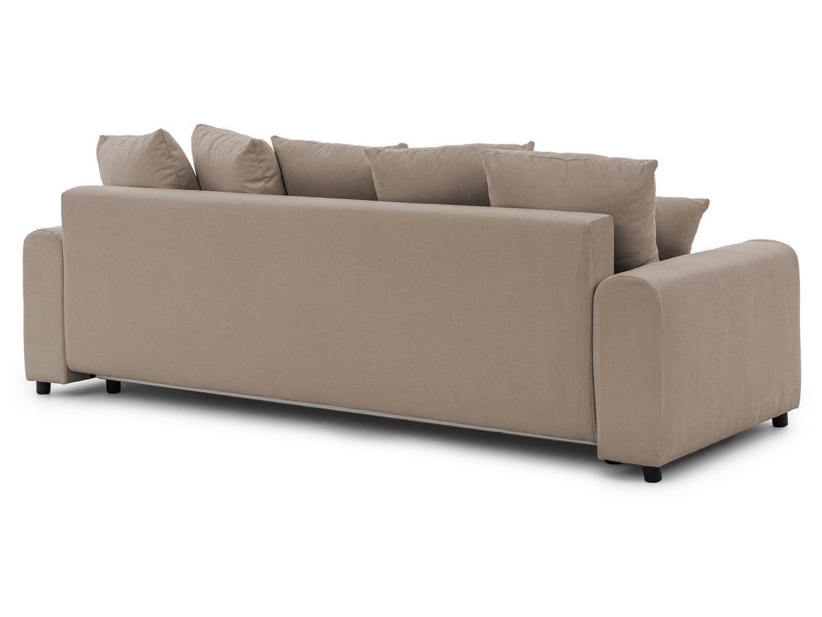 SCHLAFSOFA Calma mit Bettkasten im Bumpy-Design aus weichem Greige Webstoff - Greige/Schwarz, Holz/Kunststoff (239/88/98cm) - S-Style