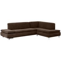 ECKSOFA mit Ottomane rechts Kaye Bezug Veloursstoff Metallfuß verchromt / braun - Braun, Kunststoff (270/190cm) - 58aufmkessel
