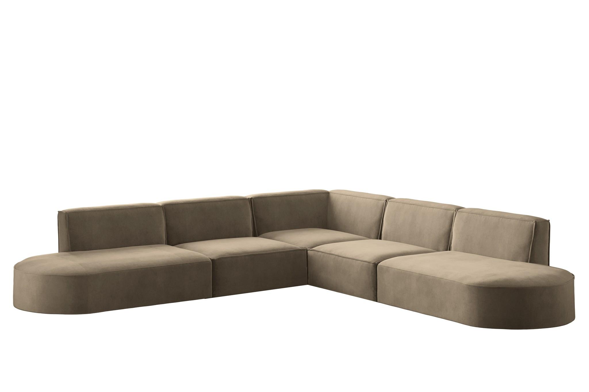 ECKSOFA Palma In Noel - Braun, Holzwerkstoff/Textil (276/276cm) - Fun Möbel