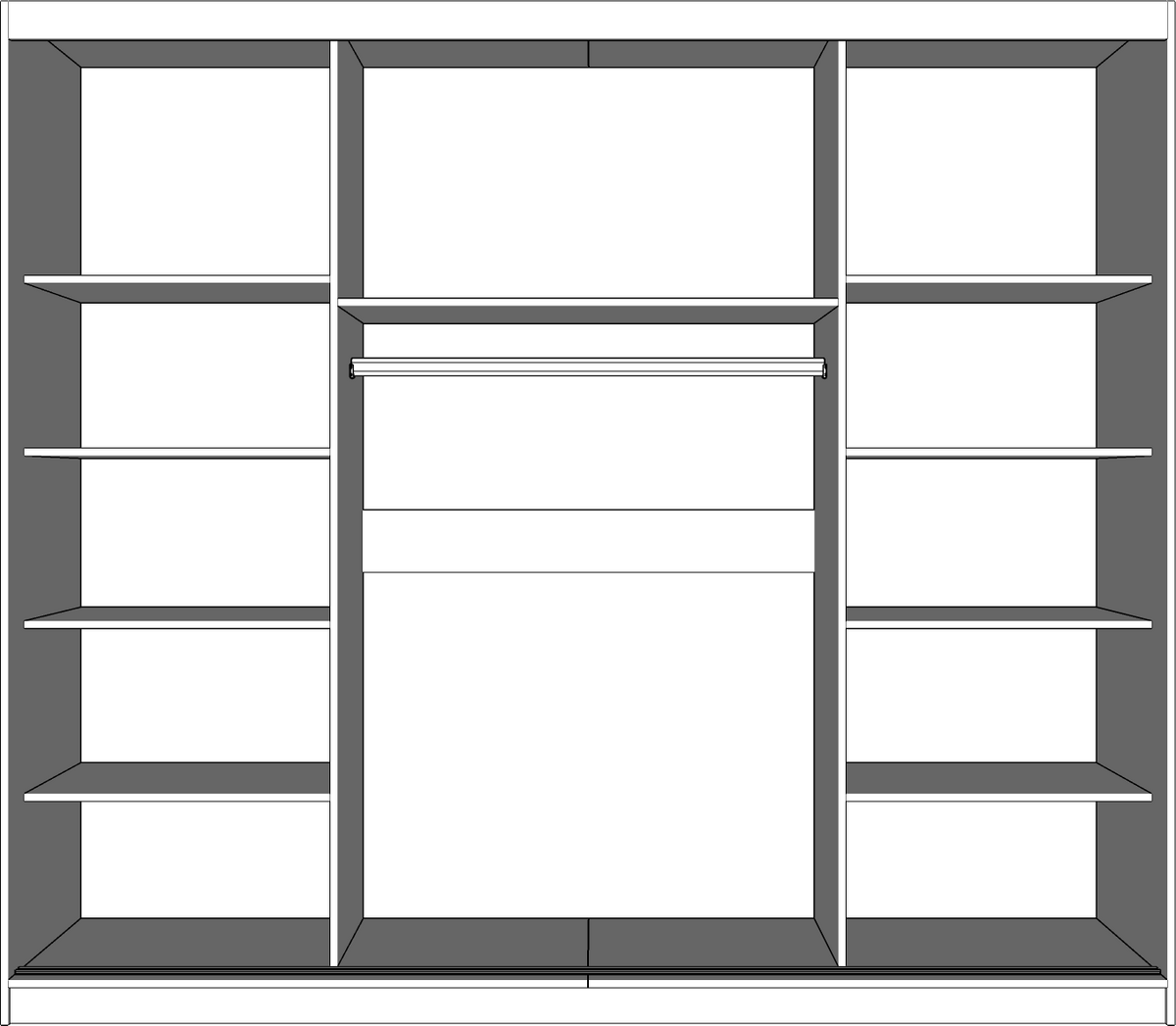 SCHWEBETÜRENSCHRANK ALBA ohne Spiegel Weiß, Sonoma Eiche, ohne LED Beleuchtung 250 cm - Weiß/Sonoma Eiche, Holz (250/218/61cm) - imoebel24