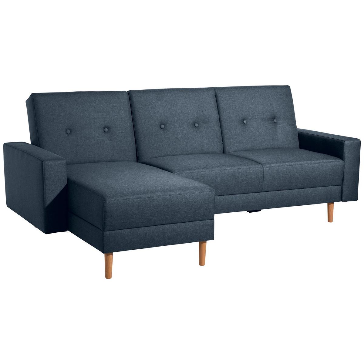 FUNKTIONSSOFA mit Hocker Kattie Flachgewebe blau - Blau, Kunststoff (144/230cm) - 58aufmkessel