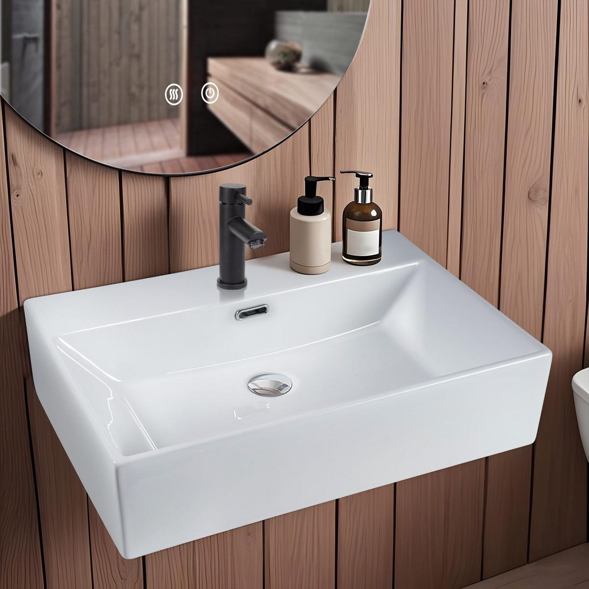 WASCHBECKEN Bayreuth II 51/42/15cm - Weiß, Keramik (42/15/51cm) - Nettlife