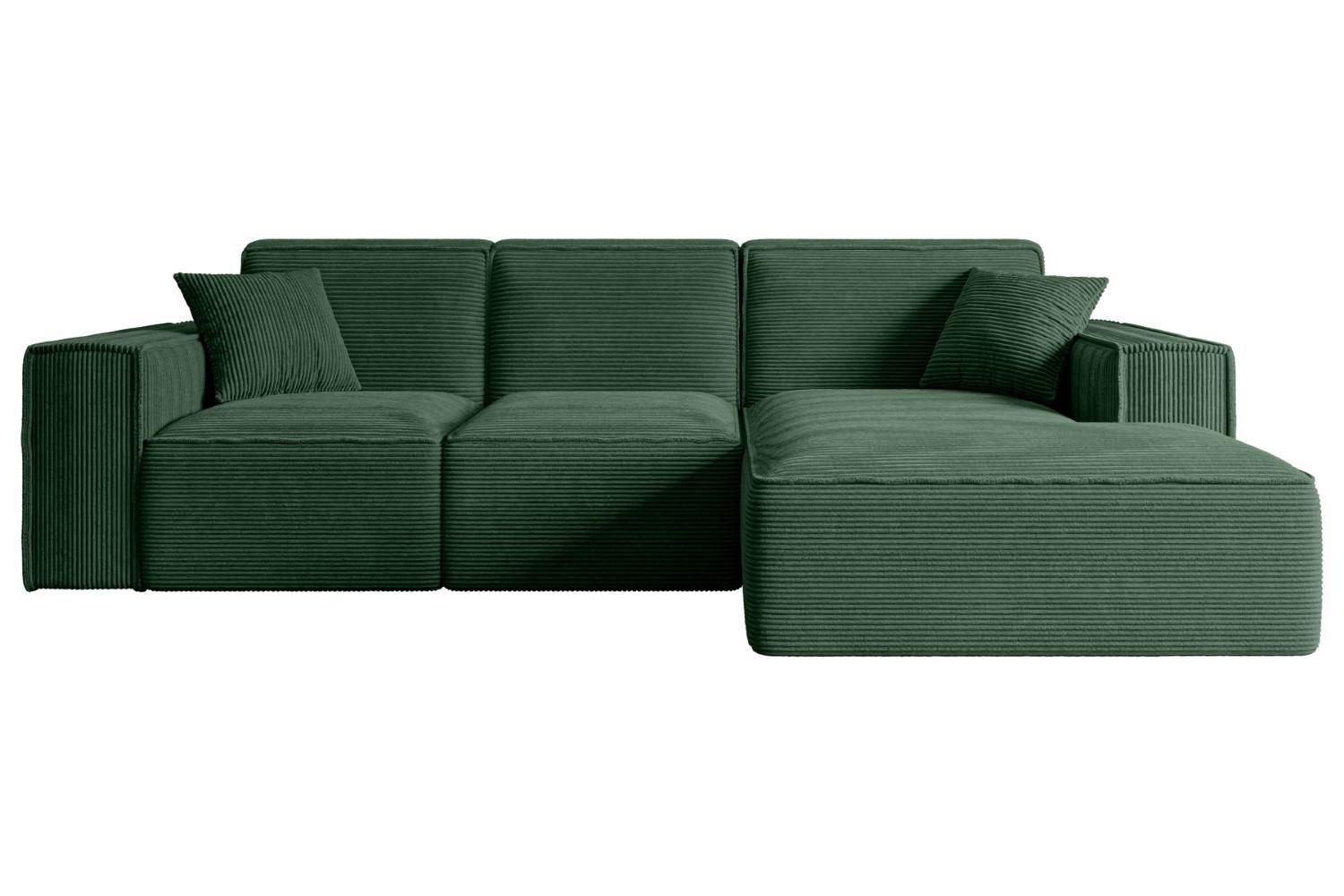 ECKSOFA Ottomane Rechts SERRA-L - 266x169x80 cm Grün Cord - Schwarz/Grün, Holzwerkstoff/Kunststoff (266/169cm) - ALTDECOR