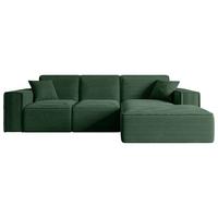 ECKSOFA Ottomane Rechts SERRA-L - 266x169x80 cm Grün Cord - Schwarz/Grün, Holzwerkstoff/Kunststoff (266/169cm) - ALTDECOR