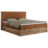 BOXBETT AMORE 140/200 Orange Struktur - H4 - Orange, Holz/Textil (140/200cm) - MKS