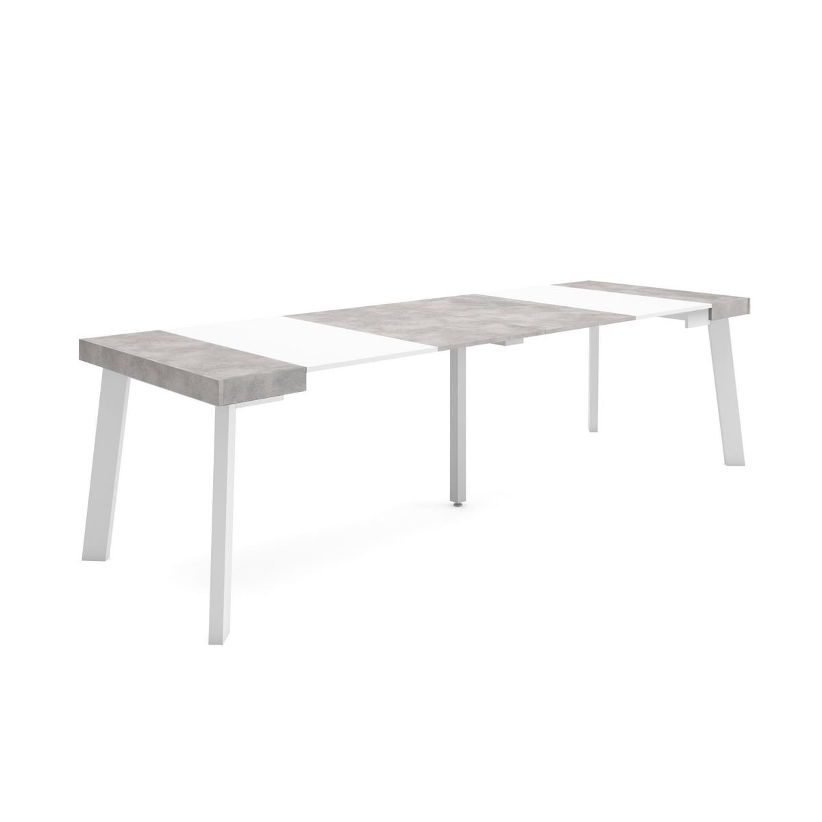 KONSOLENTISCH ausziehbar 58 bis 262cm, für 12 Gäste, weiß zementgrau, 90/58/73cm - Weiß/Grau, Holzwerkstoff (90/262/73cm) - Skraut Home