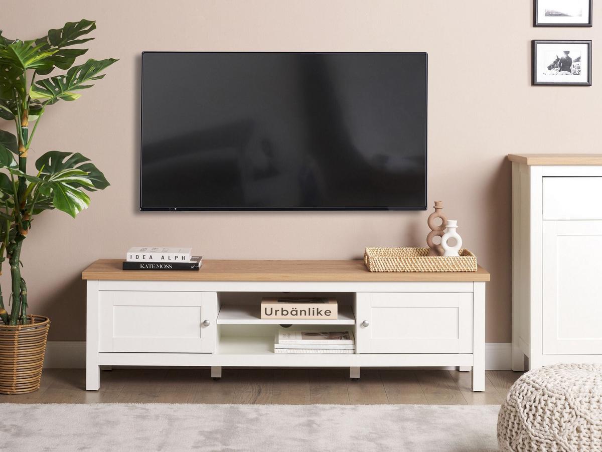 TV-MÖBEL Cremeweiß Atoca - Creme/Weiß, Holzwerkstoff (140/41/39cm) - Beliani