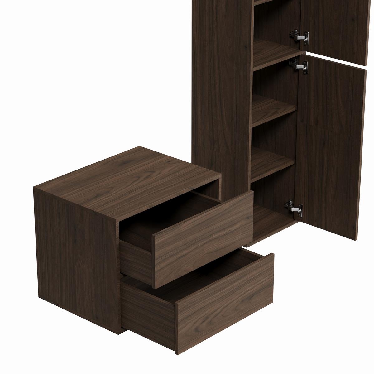 BADMÖBEL-SET Mali 2 Teile Walnuss Braun - 60 x 46 x 54 cm - Eichefarben, Holz (60/54/46cm) - Badplaats