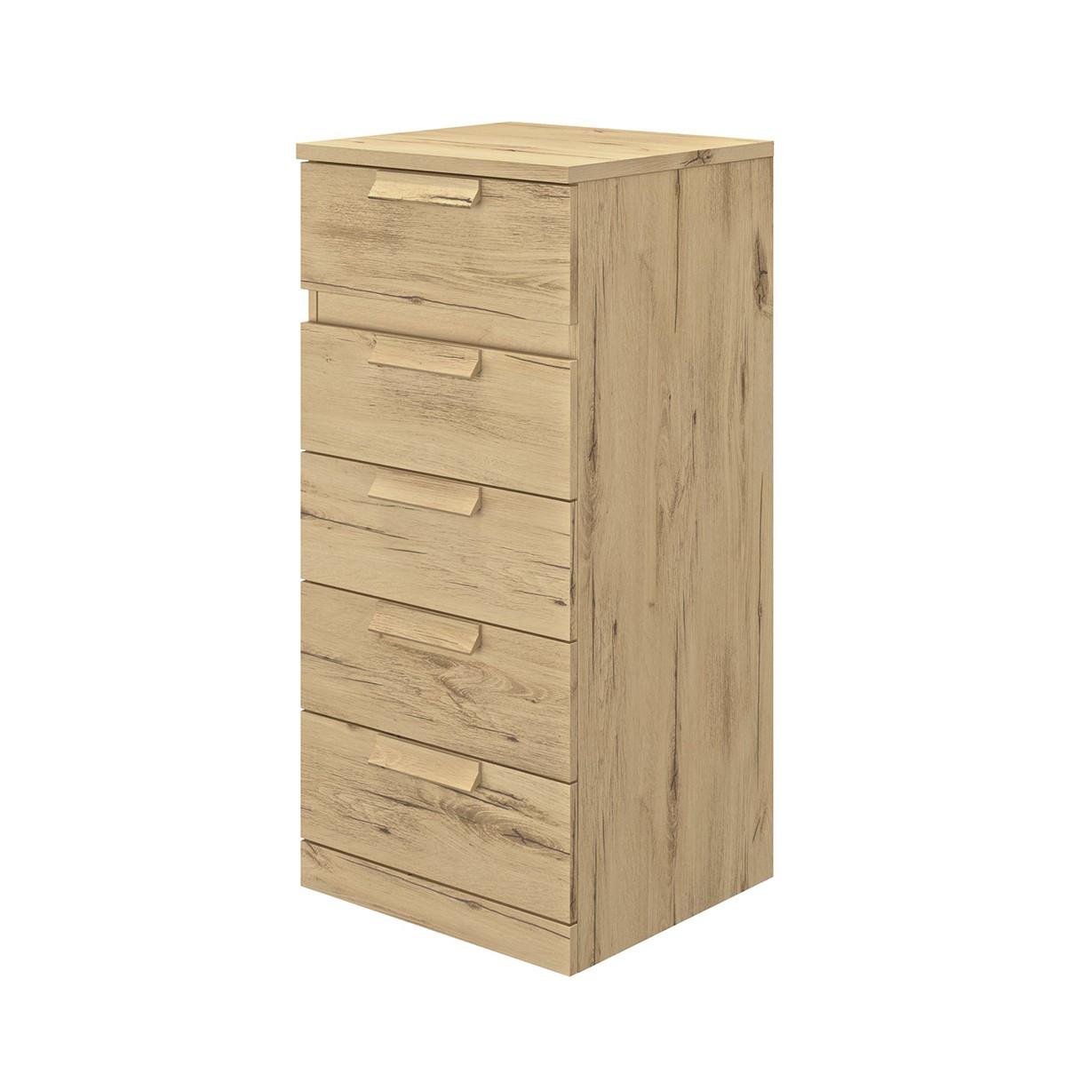 KOMMODE 5 Schubladen Cyrus - Französische Herstellung - 48/45/105 cm - Nussbaumfarben, Holzwerkstoff (45/105/45cm) - Calicosy