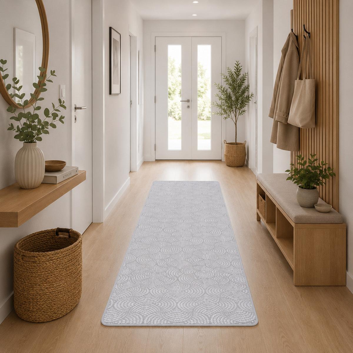 LÄUFER FEINSCHLINGE DESIGNER TEPPICH CIRCLE - Grau, Textil (100/400cm) - Snapstyle