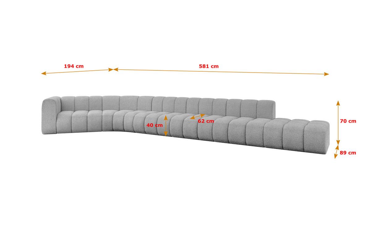 ECKSOFA modulares Sofa Tilmo-L3 - 581x194x70 cm Hellgrau - Hellgrau, Holzwerkstoff/Textil (581/194cm) - ALTDECOR