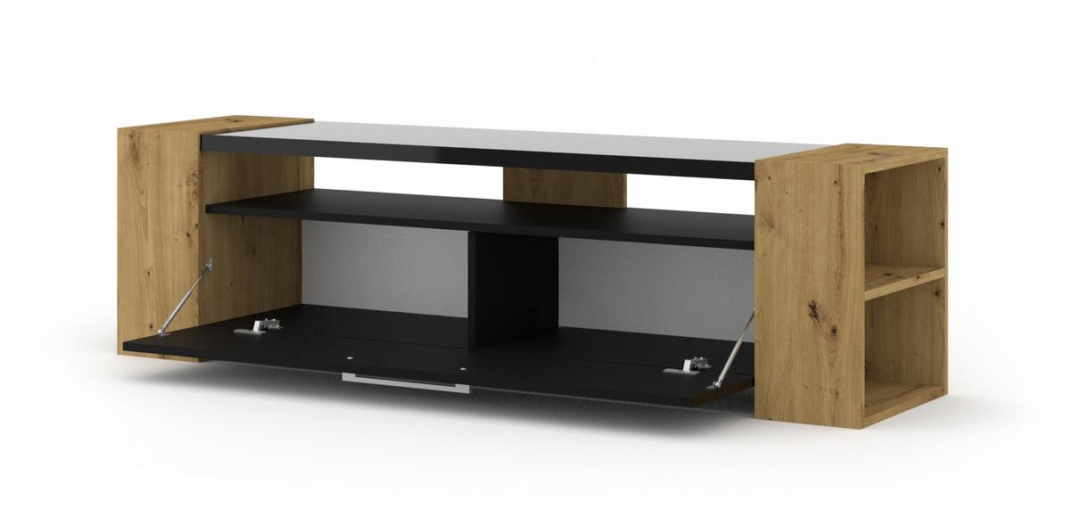 TV LOWBOARD Artisan Eiche/Schwarz Hochglanz 160/42/40 - Schwarz Hochglanz/Eiche Artisan, Holzwerkstoff (160/42/40cm) - RAUMHIRSCH FURNITURE