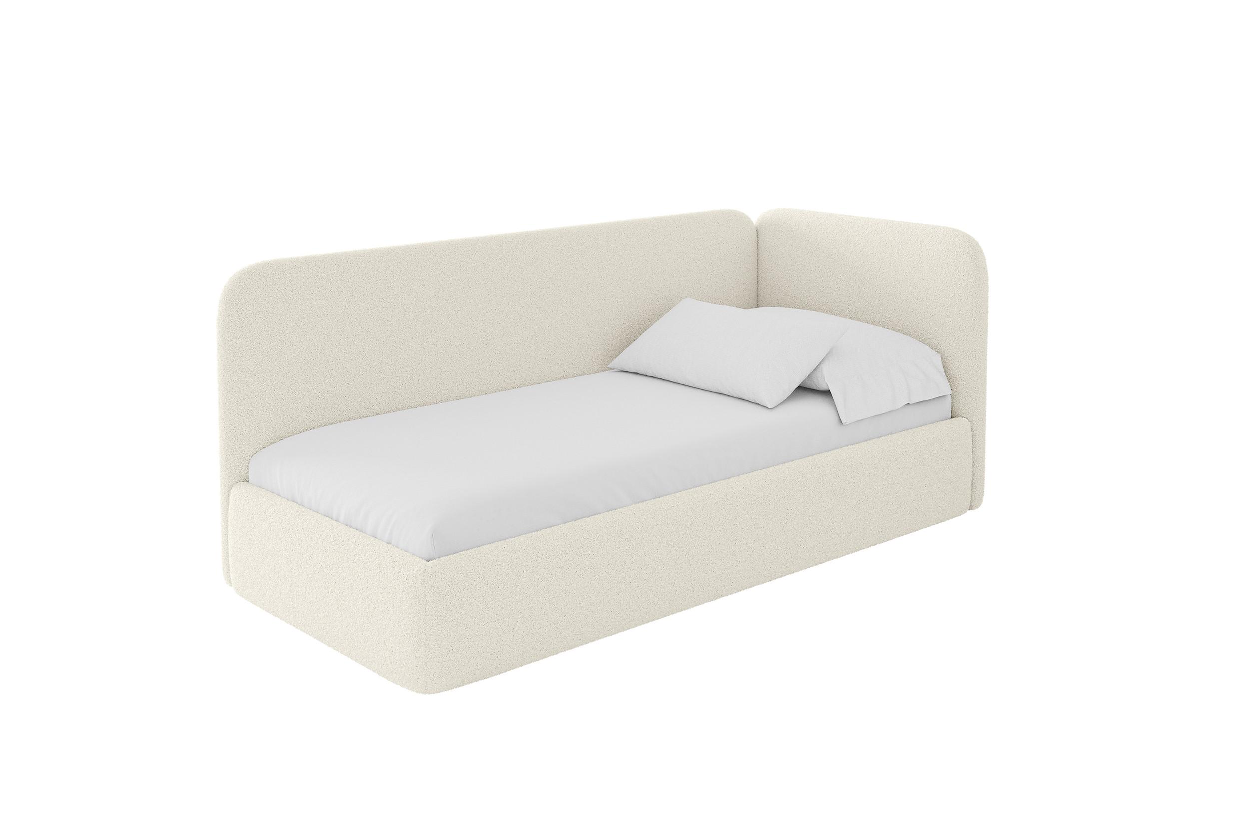 EINZELLBETT Jugendbett mit Bettkasten und Matratze H3/H4, Links - ELSY 100x200 Beige - Champagner, Holzwerkstoff/Textil (100/200cm) - ALTDECOR