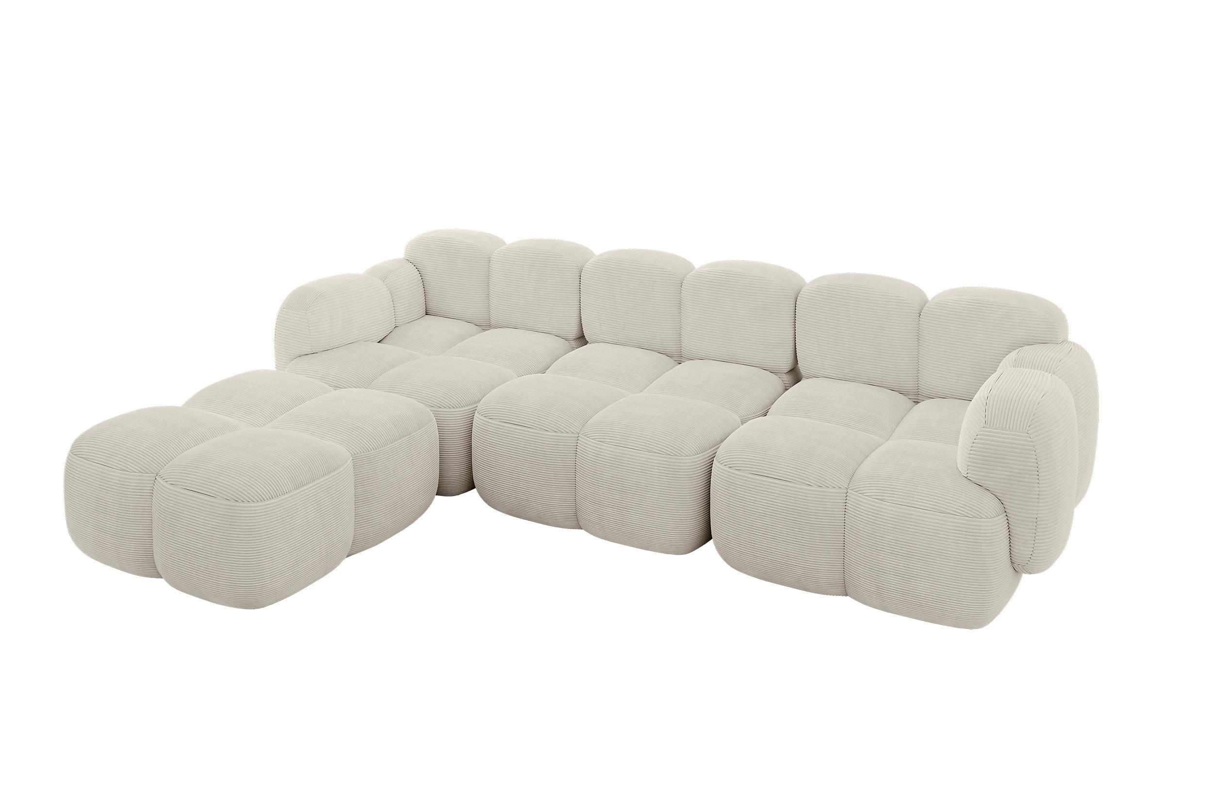 ECKSOFA modulares Sofa Links Miko-L2 302x205x75 Creme Cord - Schwarz/Mokka, Holzwerkstoff/Kunststoff (302/205cm) - ALTDECOR