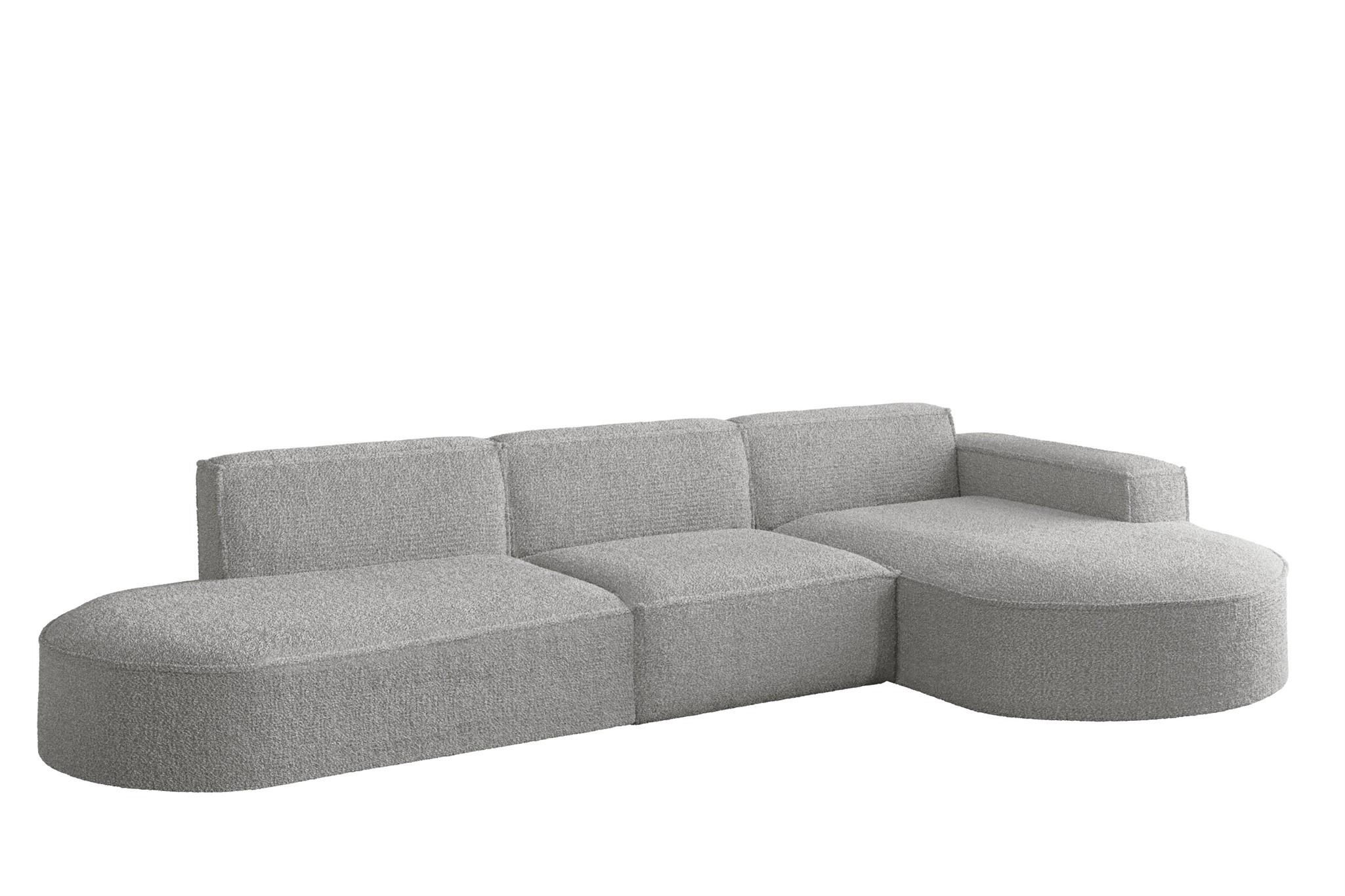 ECKSOFA Ottomane Palma Ascot Bukla - Creme, Holzwerkstoff/Textil (296/165cm) - Fun Möbel