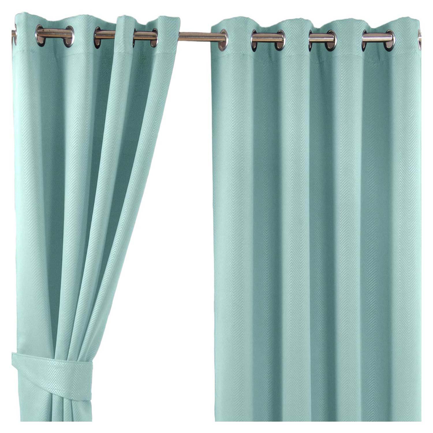 VERDUNKELUNGSVORHÄNGE Fischgrät mit Thermo-Funktion, Ösen 228/182 cm - Pastellblau, Textil (228/182cm) - Homescapes