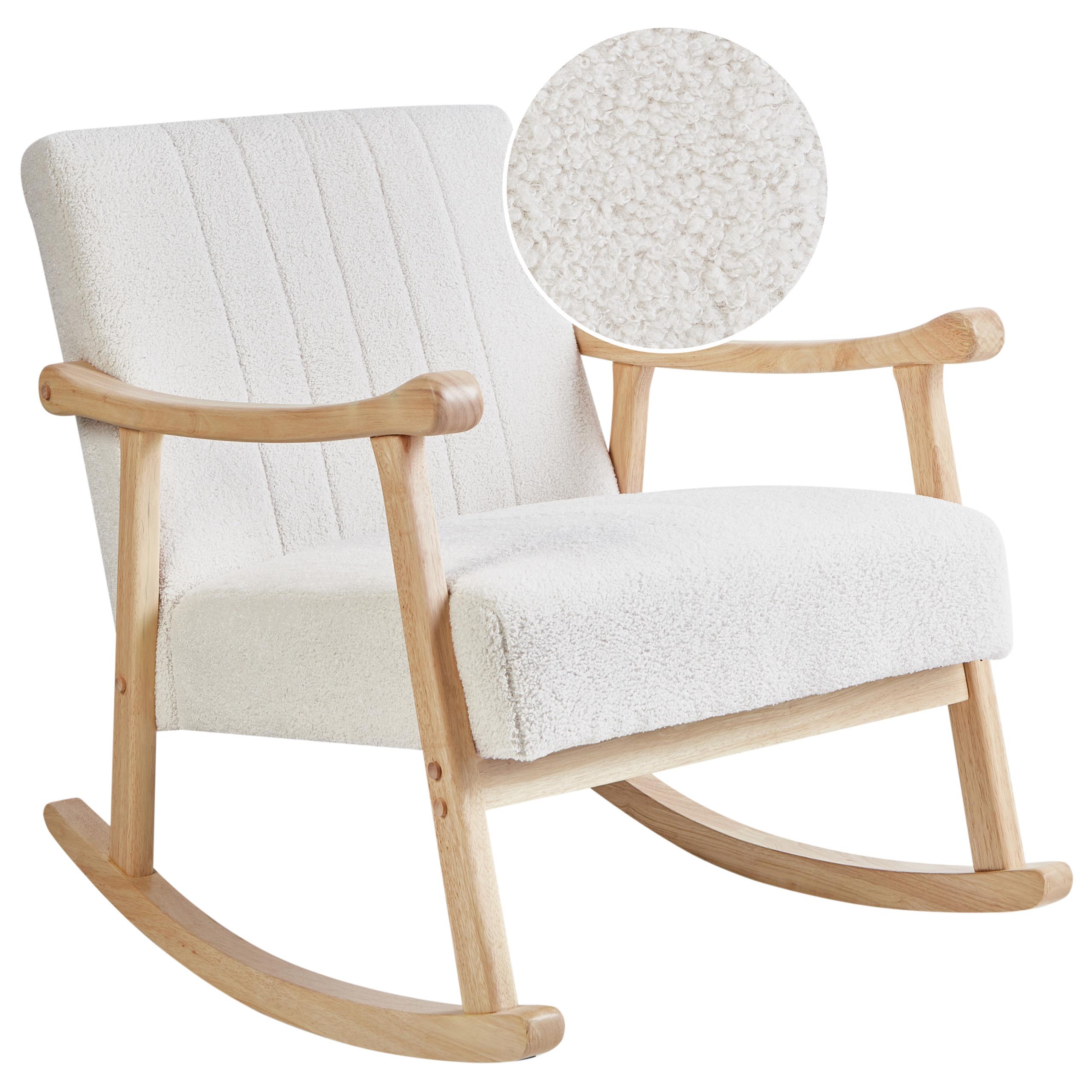 SCHAUKELSESSEL Cremeweiß Leknes - Weiß/Braun, Textil (63/78/96cm) - Beliani