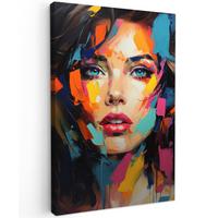 LEINWANDBILD Frau - Porträt - Farbenfroh - Kunst Deko XXL 80x120 cm - Multicolor, Textil (80/120cm) - MuchoWow
