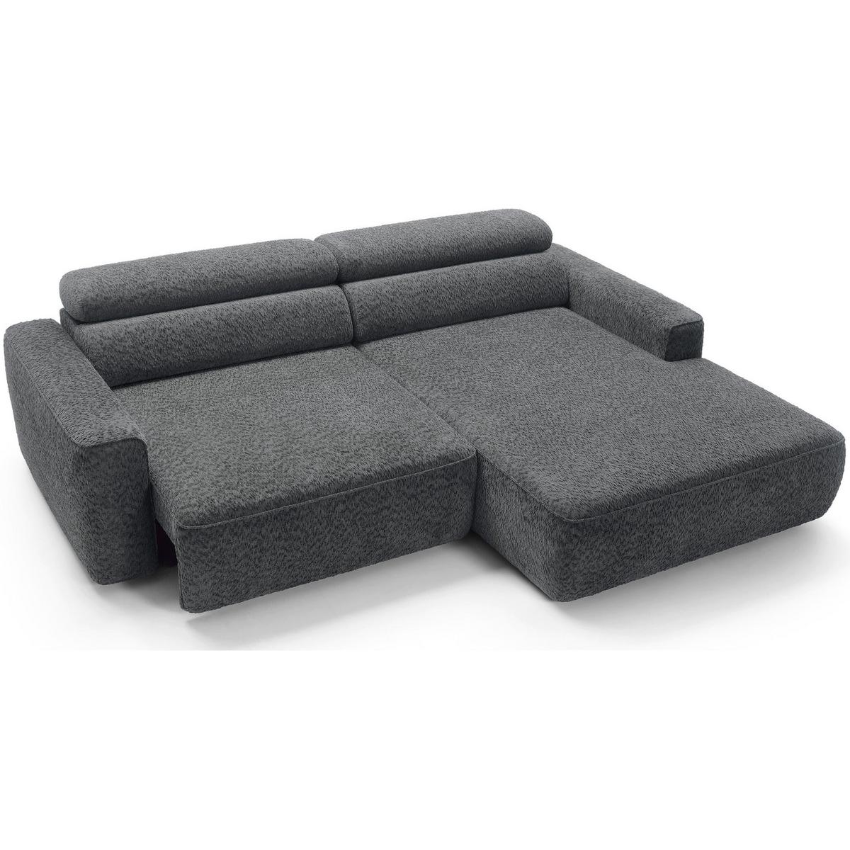 ECKSOFA Fando Dunkelgrau Chenille - Dunkelgrau/Schwarz, Kunststoff/Textil (182/252cm) - Selsey