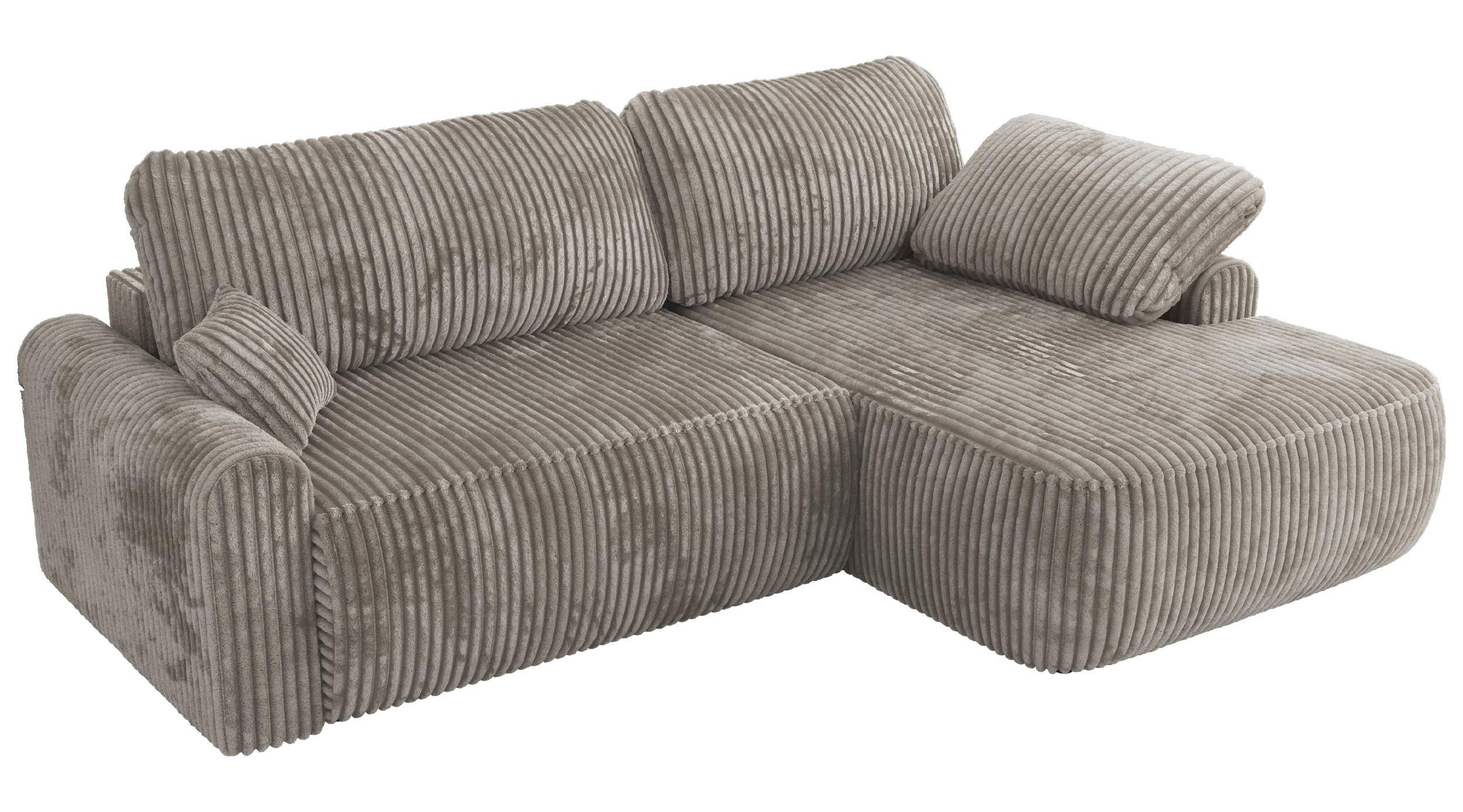 ECKSCHLAFSOFA CUBO L Hellbraun Cord - rechts - Hellbraun/Schwarz, Kunststoff/Textil (187/273cm) - MKS