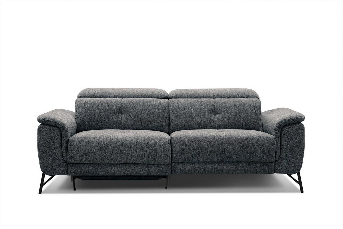 SOFA AVENA 3-Sitzer mit 1 Relaxfunktion, dunkelgrau - Dunkelgrau, Holzwerkstoff/Textil (204/80/108cm) - Wozimo