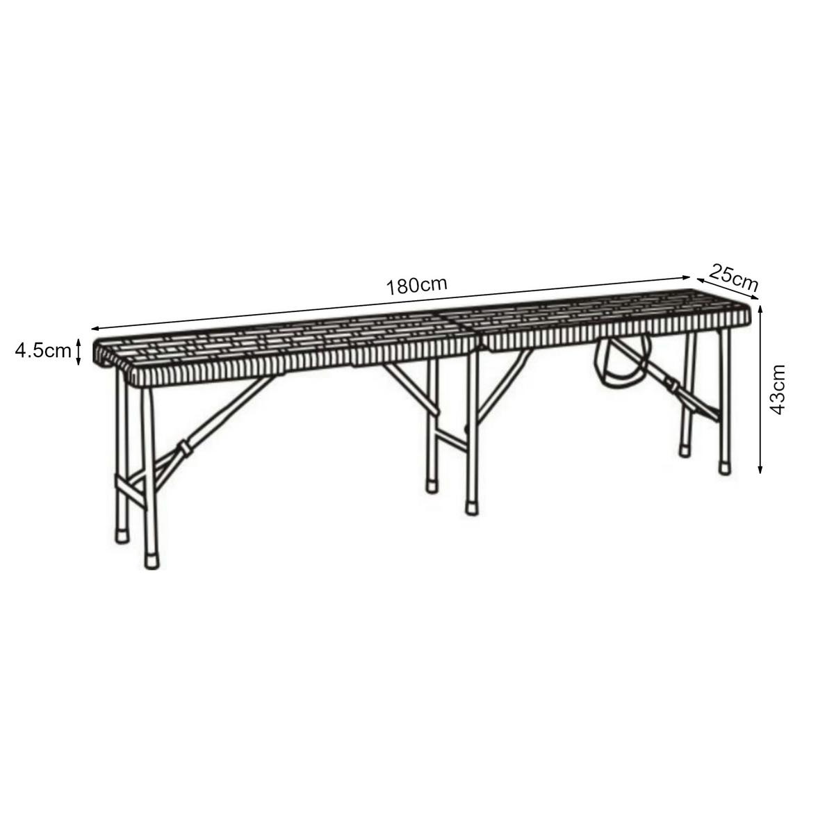 KLAPPBANK Mark - Schwarz, Kunststoff/Metall (180/43/25cm) - [en.casa]