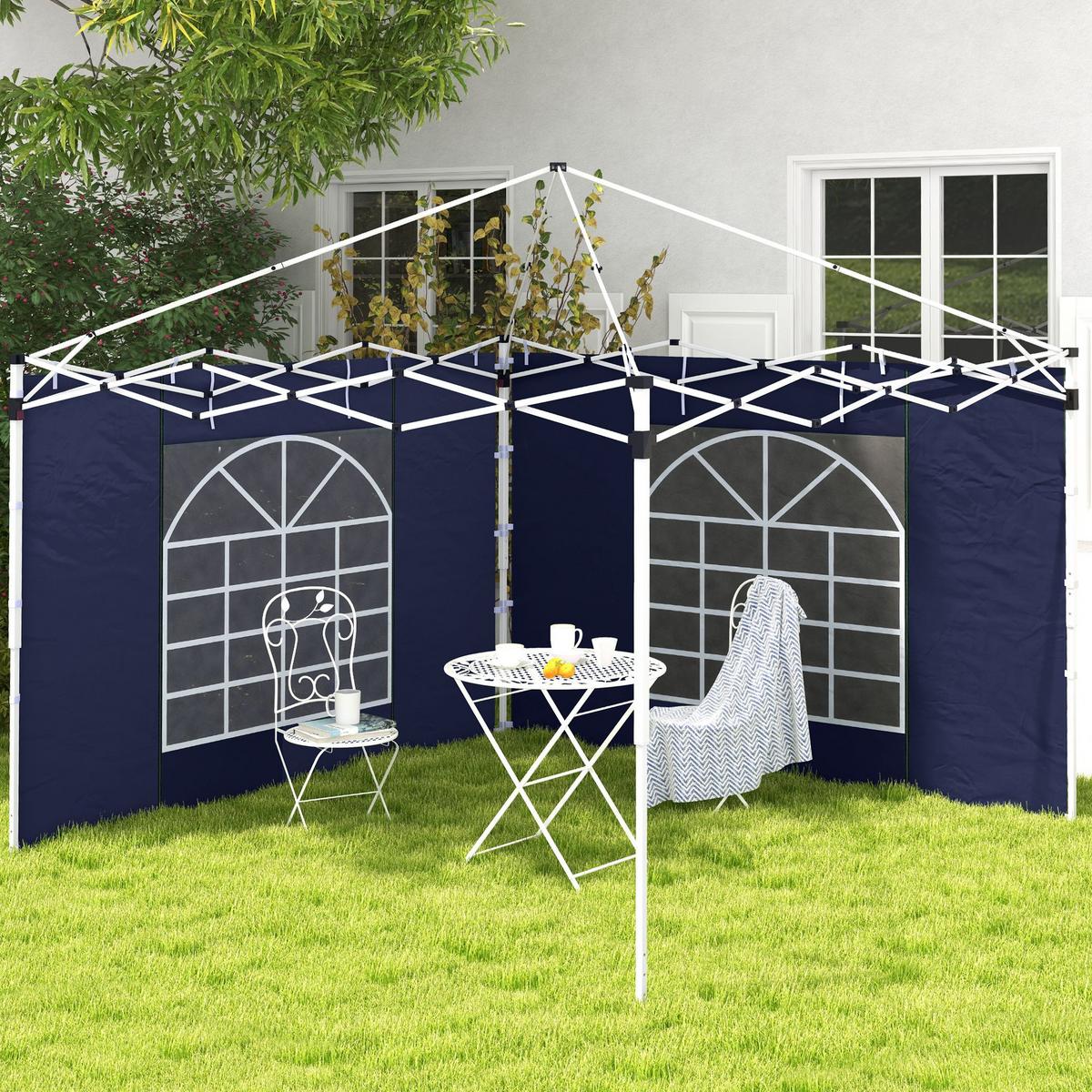 SEITENWÄNDE für 3 x 3/ 3 x 6 m Pavillon, Oxford, Blau - Blau, Kunststoff (1/195/295cm) - Outsunny