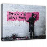 BILDER Abstrakt Grau Banksy Modern Wohnzimmer 120x80 - Grau, Holzwerkstoff (120/80cm) - Wallarena