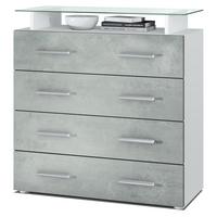 KOMMODE Pavos Beton Oxid Optik - Hellgrau, Holzwerkstoff (76/81/35cm) - Vladon