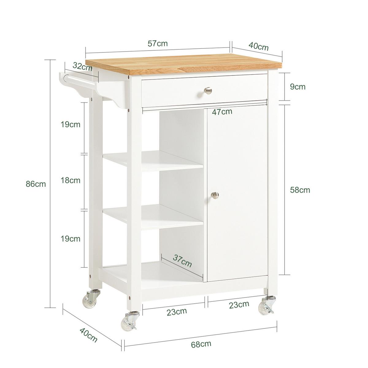 KÜCHENWAGEN Weiß - Weiß, Holzwerkstoff (68/86/40cm) - SoBuy
