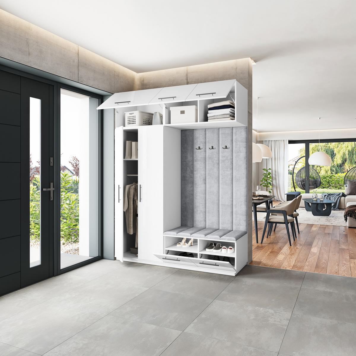 GARDEROBENSCHRANK REMA 180/240/60 cm Modern Weiß - Hellgrau/Weiß, Holzwerkstoff (180/240/60cm) - MASSENO