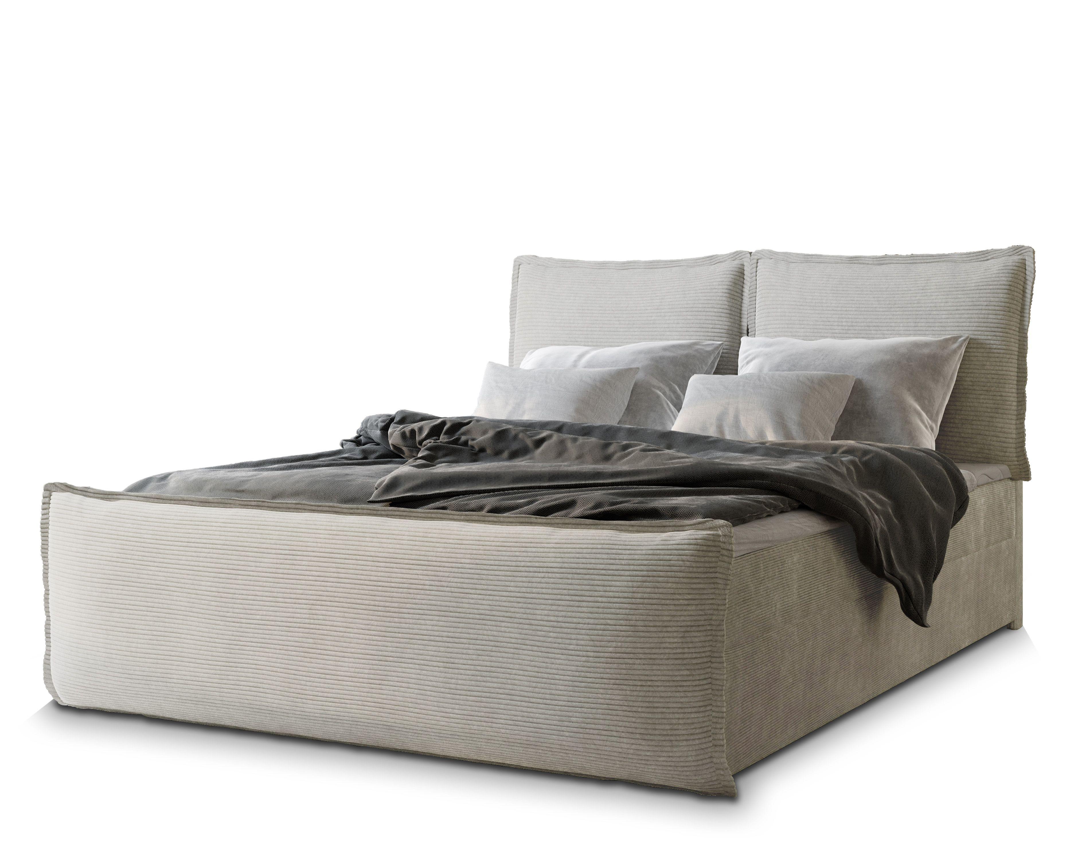 BOXBETT MONTA 180x200 cm mit Matratze und Topper - Creme - Creme, Holz (180/200cm) - MASSENO