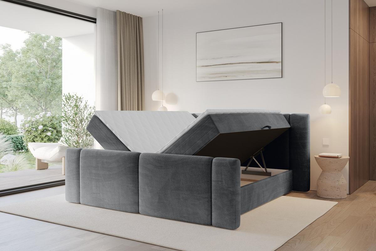 BOXBETT mit Matratze H3 - EVON Zanozek - 180x200 cm Dunkelgrau - Graphitfarben, Holzwerkstoff (180/200cm) - ALTDECOR