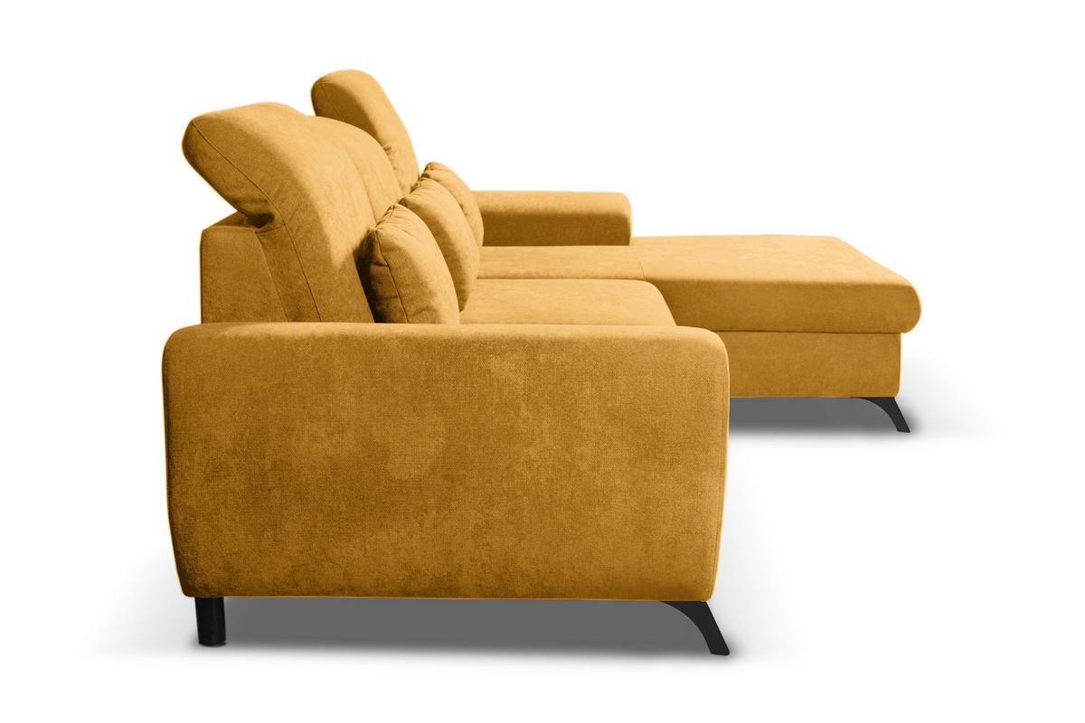 ECKSOFA LUCE R-S Gelb Plüsch-Stoff mit Schlaffunktion - Gelb, Holz (279/172cm) - MASSENO