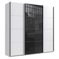 SCHWEBETÜRENSCHRANK 3-türig B225/H236/T64 cm extrahoch in Weiß, Kleiderschrank mit einer Glasfront-Tür in Schwarz / 22543 - Schwarz Hochglanz/Goldfarben, Holzwerkstoff/Metall (225/236/64cm) - luma-home