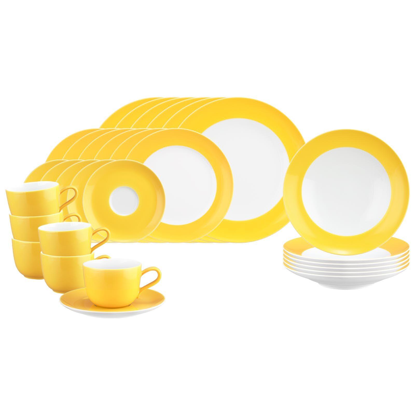 KOMBISERVICE Liberty Pure Colors Yellow Glow 30-tlg. - Gelb, Keramik (2/2/2cm) - Seltmann Weiden