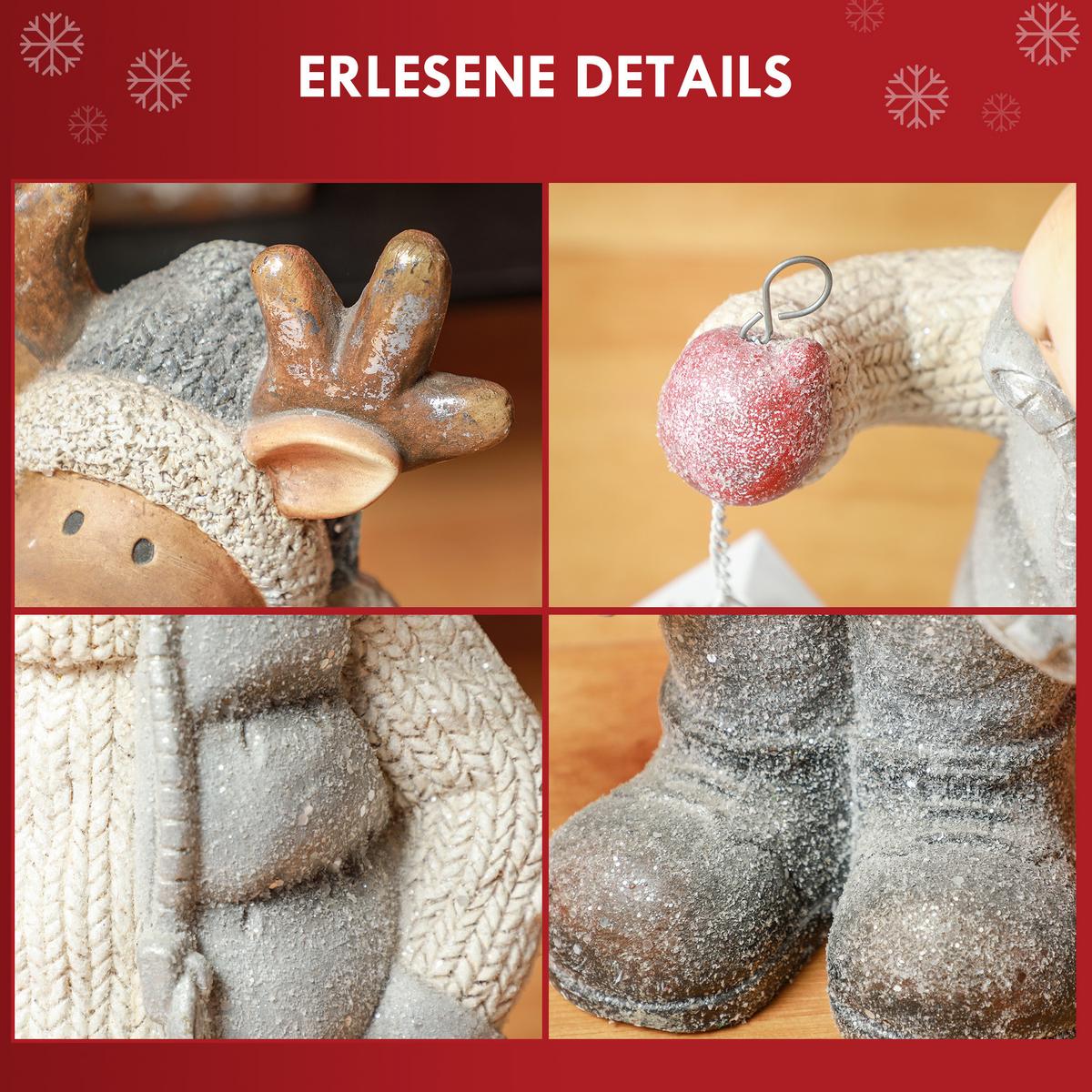 WEIHNACHTSDEKO Figur 52 cm Rentier mit Laterne Weihnachtsfigur mit LED-Licht - Multicolor, Metall (19.5/52/25.5cm) - HOMCOM