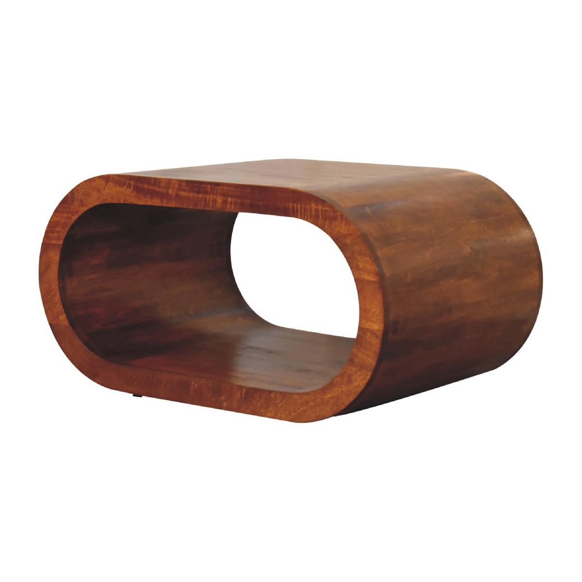 COUCHTISCH Massivholz Amaya, Offenes Fach, Dunkelbraun - Dunkelbraun/Messingfarben, Holz/Metall (50/80/40cm) - Artisan Furniture