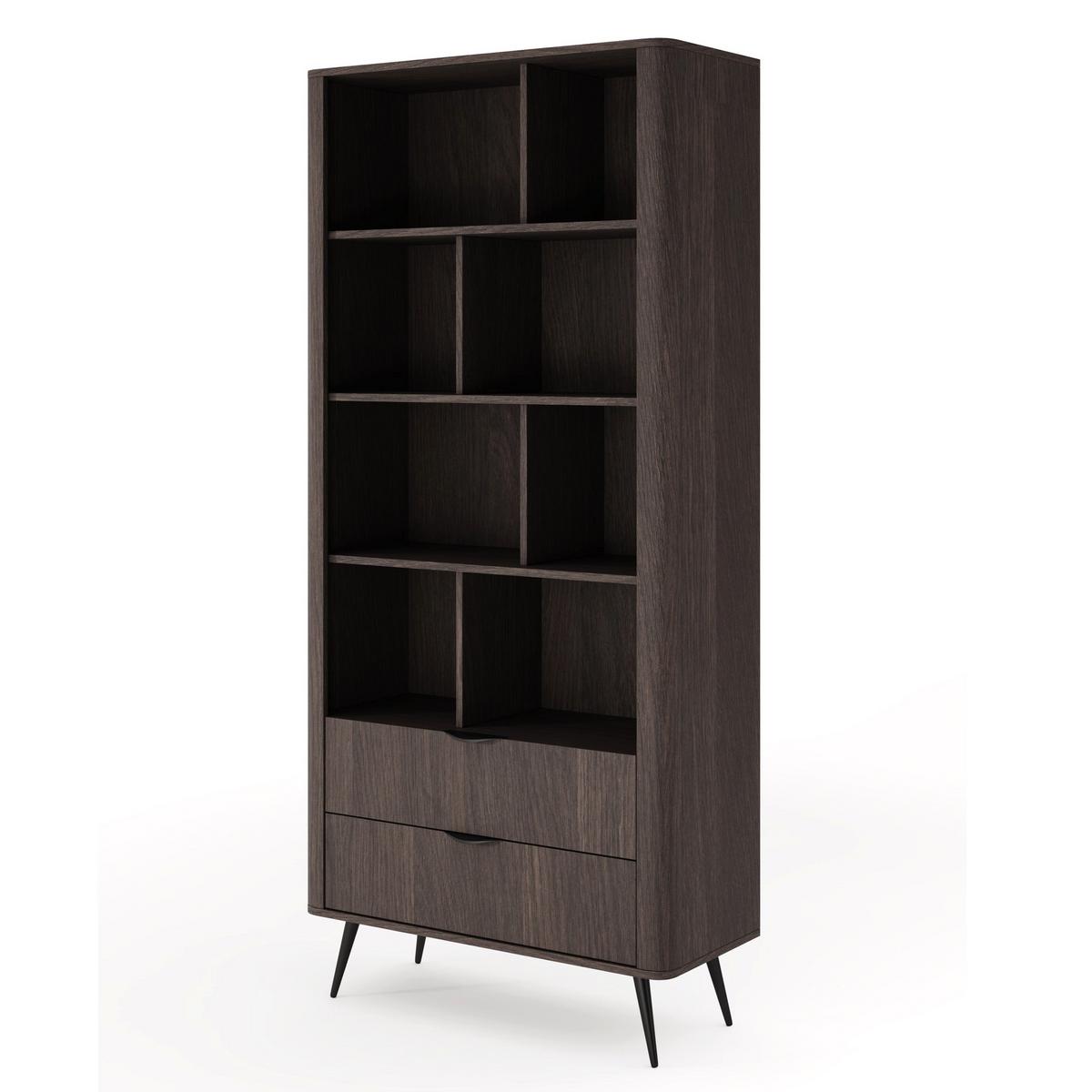 STANDREGAL VERIS Dunin-Eiche, 88 cm - Dunkelbraun/Schwarz, Holzwerkstoff (88.2/193.8/38cm) - Selsey