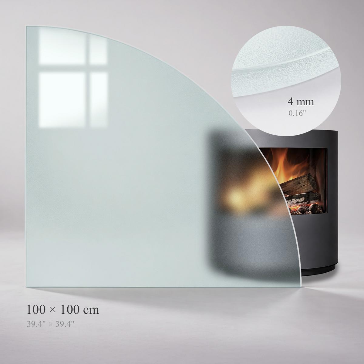 GLASBODENPLATTE für Kaminofen 100x100c cm – Milchglas Optik - Transparent, Glas (100/100/0.4cm) - TULUP