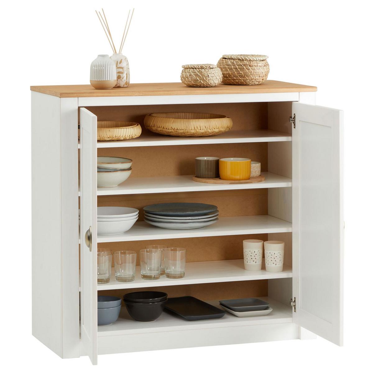 KOMMODE BOLTON weiß/braun - Weiß/Braun, Holz (91/88/40cm) - IDIMEX