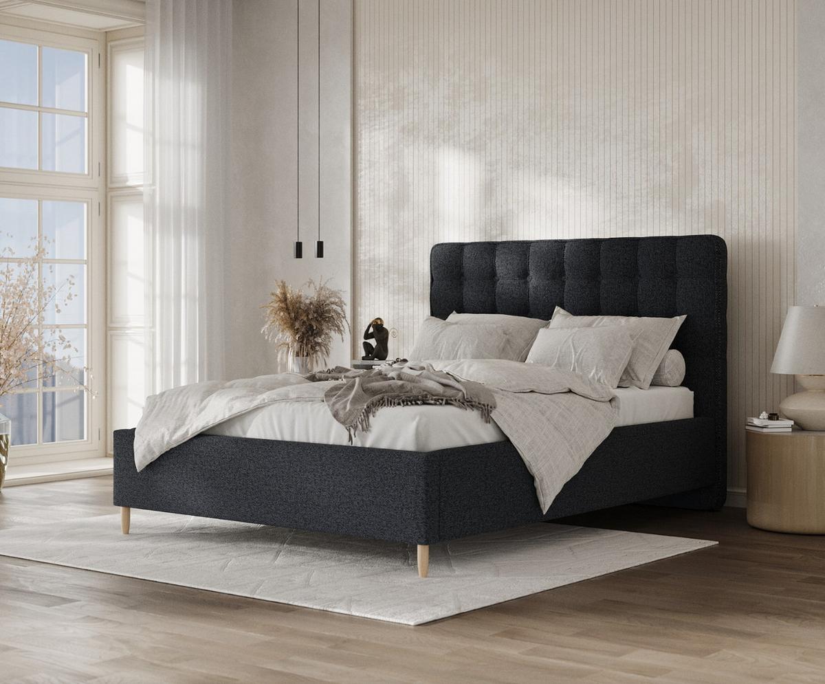 POLSTERBETT Paloma 160/200 cm Anthrazit im Riva Stoff - Anthrazit/Naturfarben, Holz/Holzwerkstoff (160/200cm) - AltaBeds