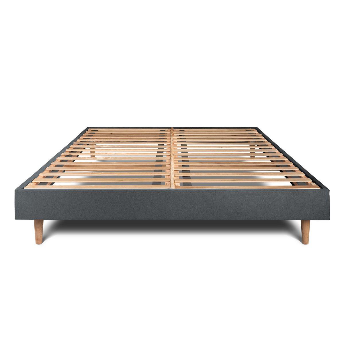 LATTENROST – Samtstoff – Bausatz zur Selbstmontage - 180x200 cm - Beige/Anthrazit, Karton/Holz (180/200cm) - Sommeil de Plomb