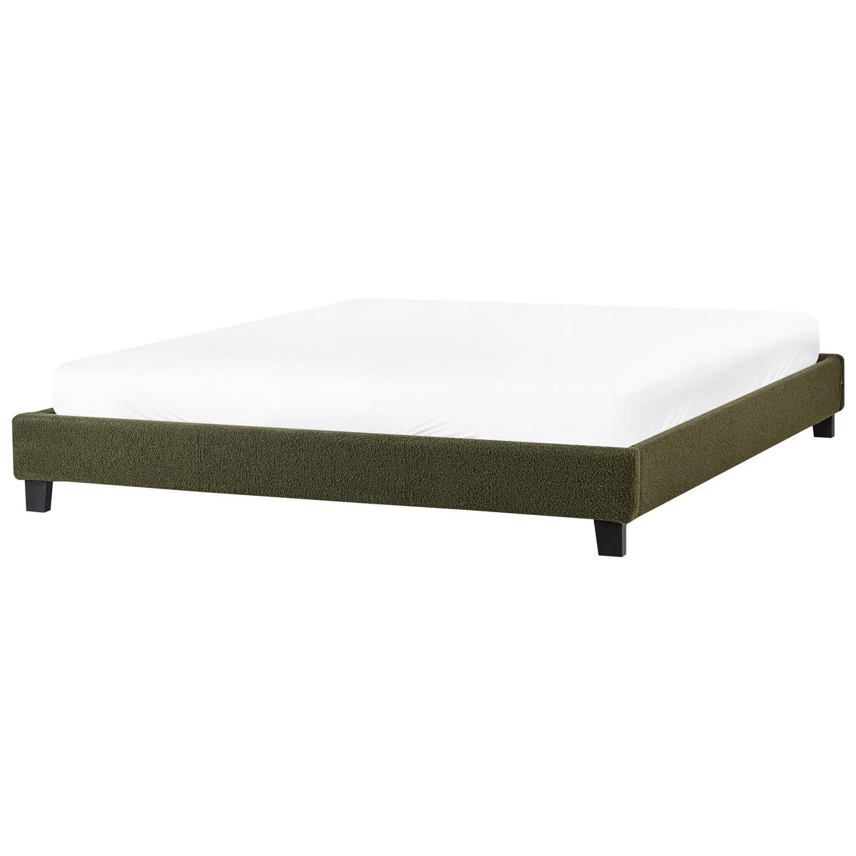 BETT 180/200 cm Dunkelgrün Roanne - Dunkelgrün/Braun, Textil (180/200cm) - Beliani