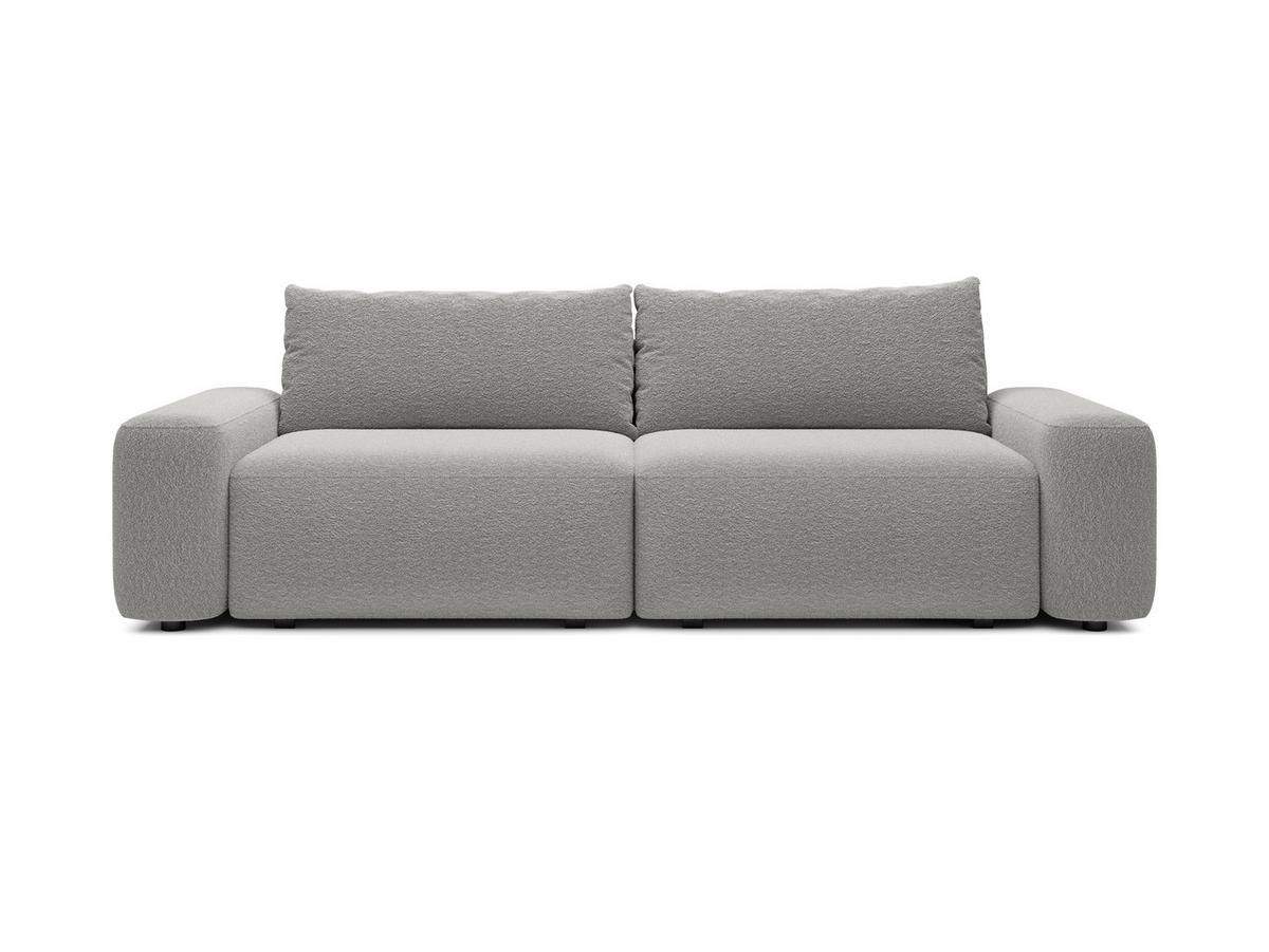 BETTSOFA RUOTA Grau Bucle-Stoff mit Schlaffunktion - Grau, Textil (105/87/257cm) - MASSENO