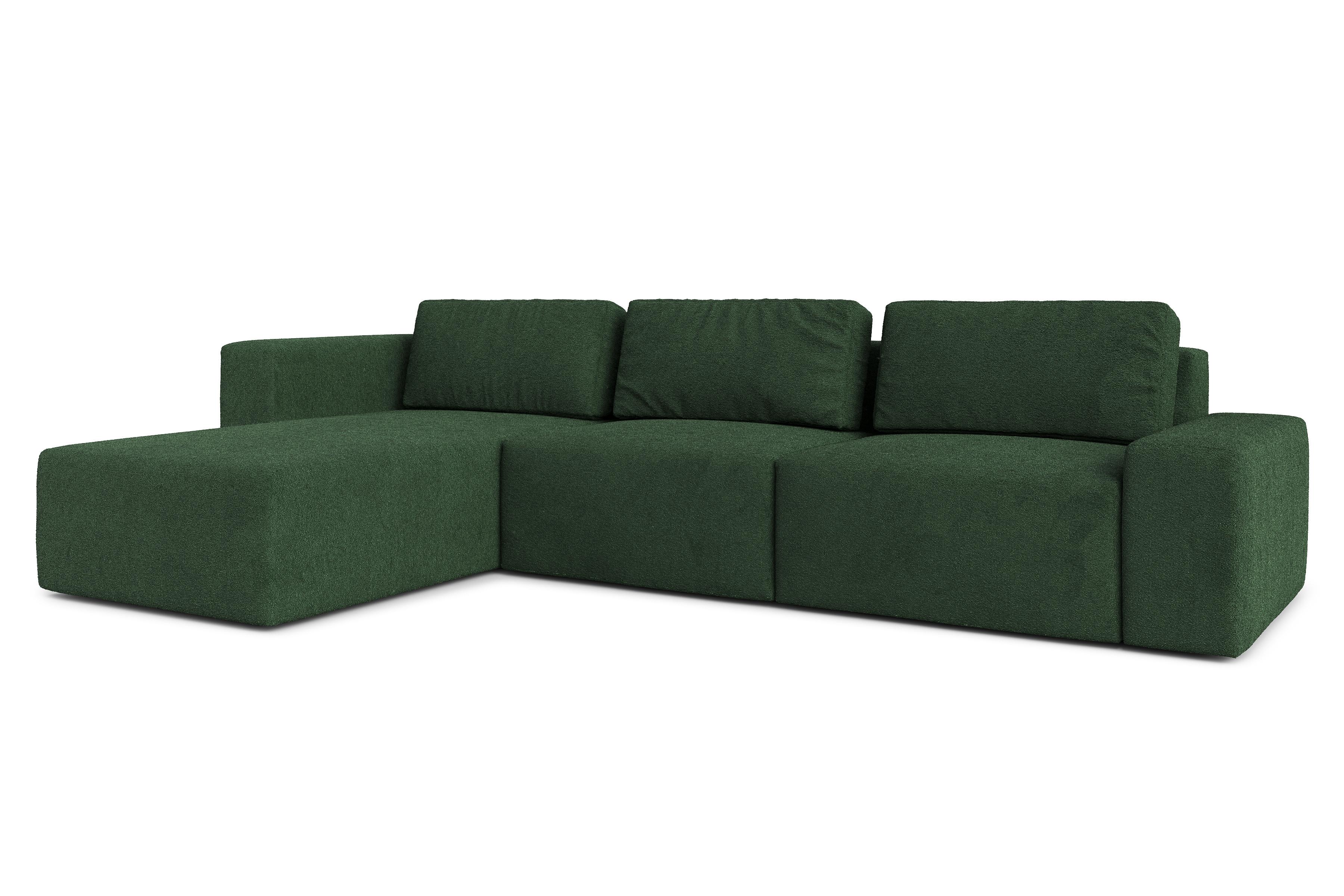 ECKSOFA L Form Arkleton Dunkelgrün 360/180/93 cm Links Stil & Komfort - Dunkelgrün/Schwarz, Kunststoff/Textil (180/360cm) - AX Living