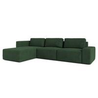 ECKSOFA L Form Arkleton Dunkelgrün 360/180/93 cm Links Stil & Komfort - Dunkelgrün/Schwarz, Kunststoff/Textil (180/360cm) - AX Living