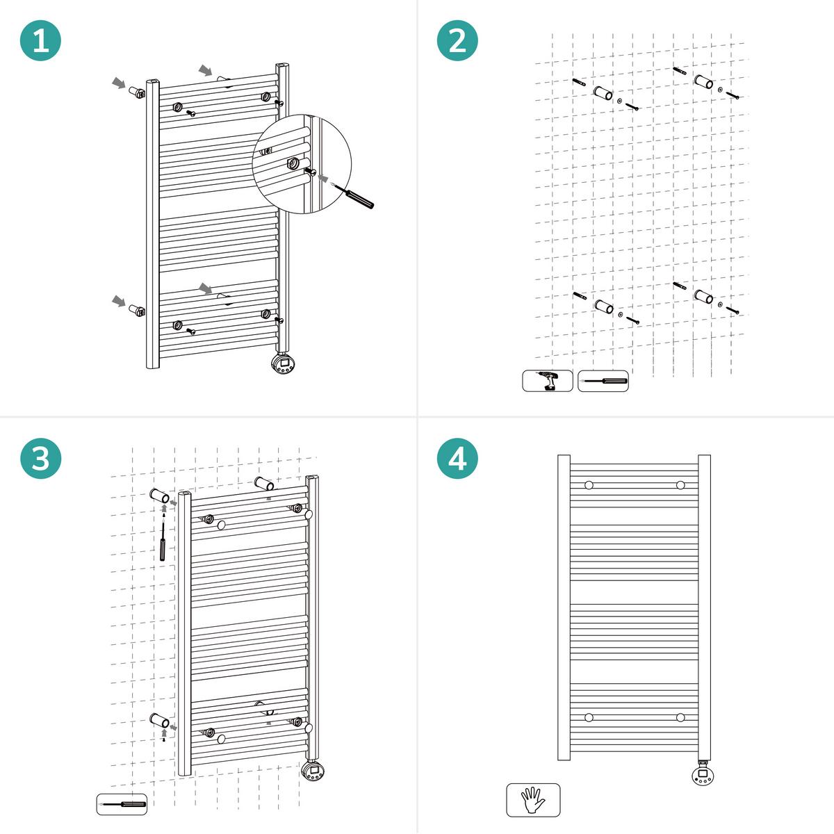 HANDTUCHHEIZKÖRPER elektrisch gebogen Anthrazit 120/50 cm - Anthrazit, Metall (50/120/5.2cm) - EMKE