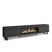 LOWBOARD, Tv-Schrank, mit Elektrokamin XXL, Schwarz, 267/35/57cm - Schwarz, Holzwerkstoff (267/57/35cm) - Skraut Home
