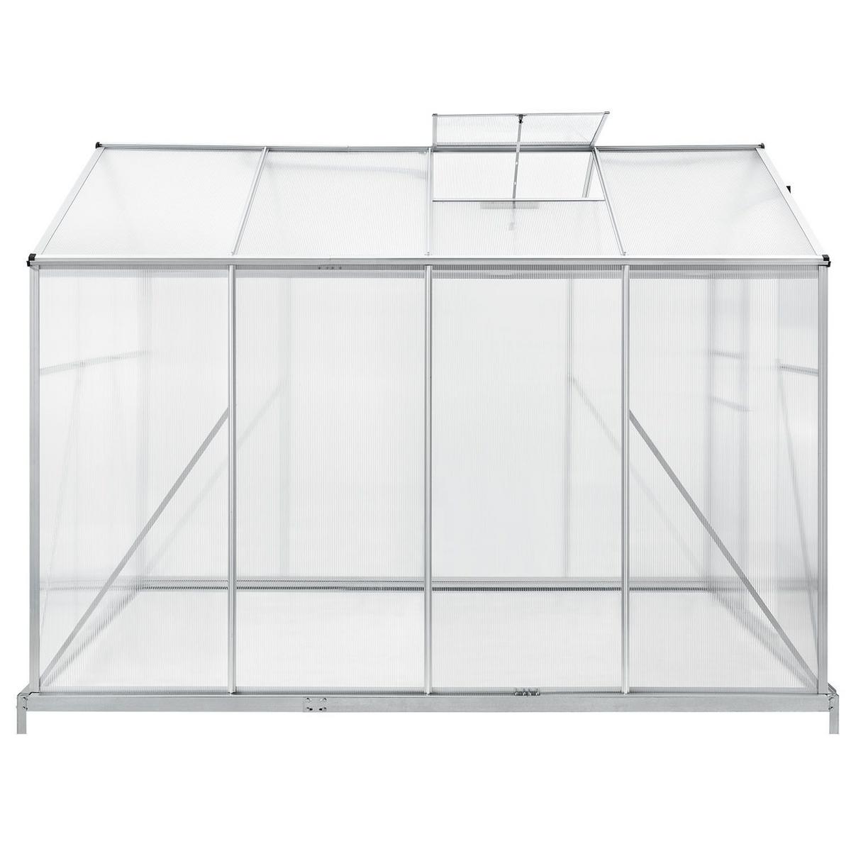 GEWÄCHSHAUS GH250F1 Aluminium 4,75m² - Silberfarben, Metall (190/195/253cm) - Juskys